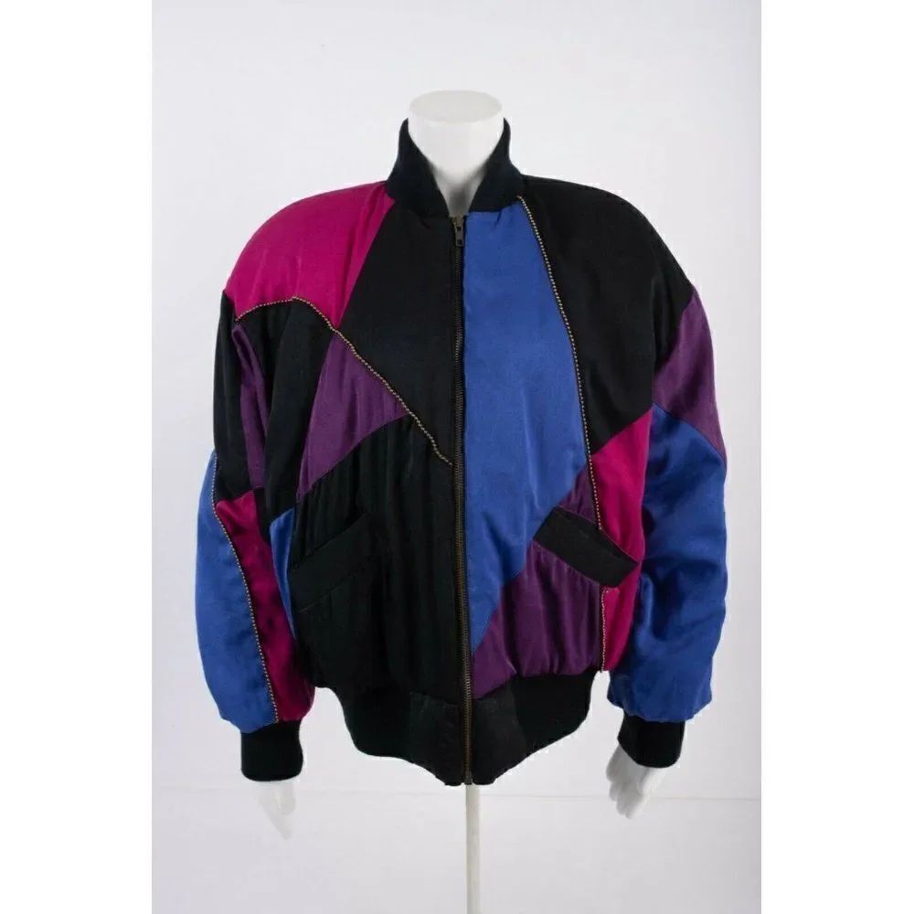 Vintage 80s Womens Bomber Jacket Mulberry Street M